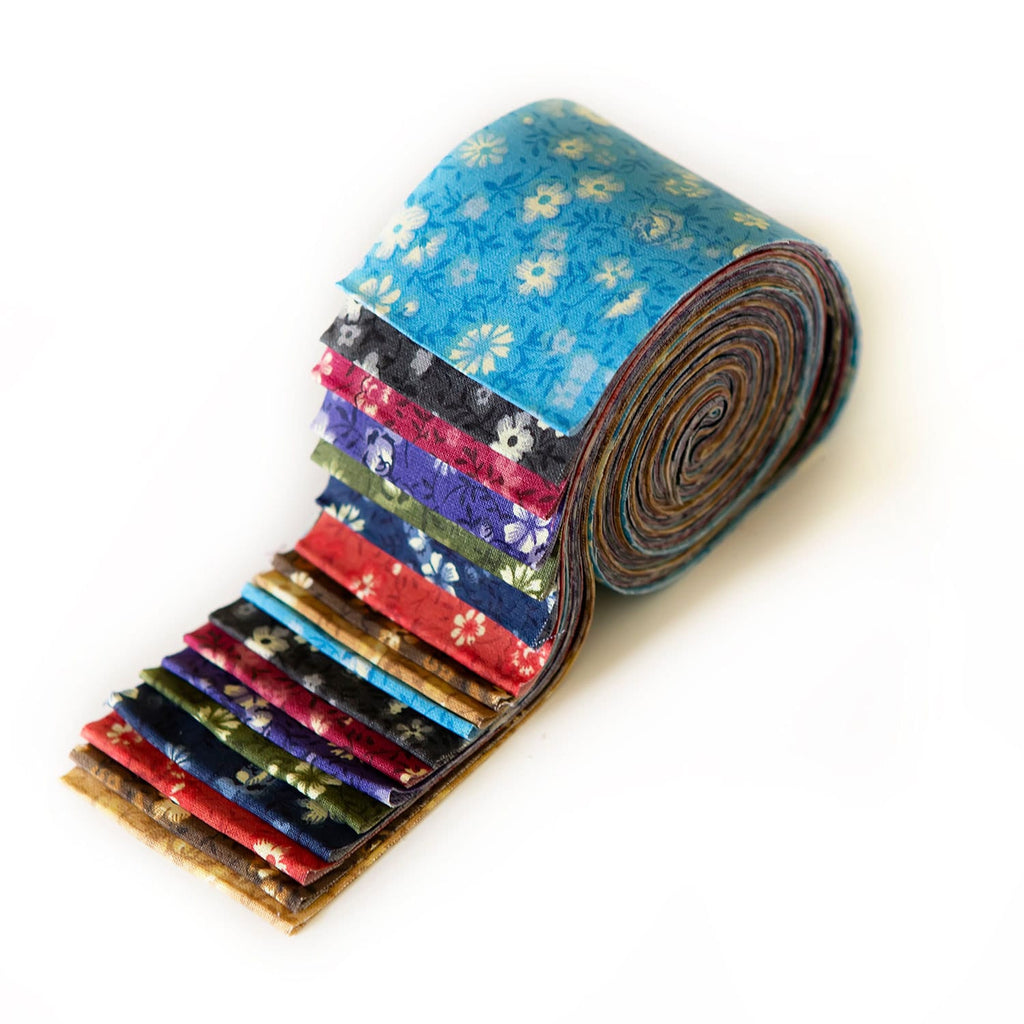 2.5 inch Prairie Flower Jelly Roll 100% cotton fabric quilting strips 18  pieces