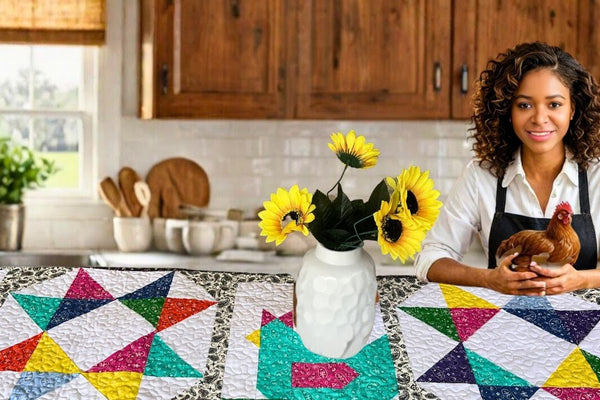 Discover the Hen House Table Runner Kit with Crafty Quilting Designs