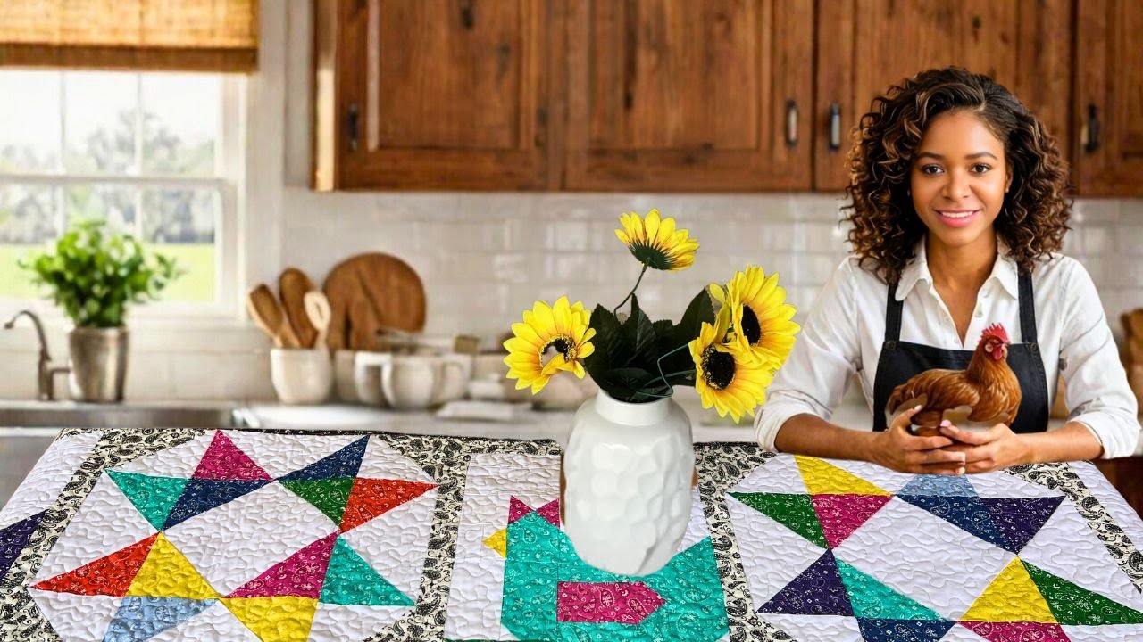 Discover the Hen House Table Runner Kit with Crafty Quilting Designs