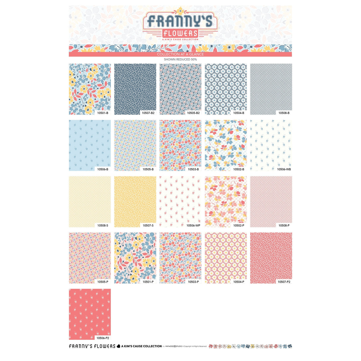 Franny's Flowers Strip Roll  2.5" x 44" Strips (40pc)