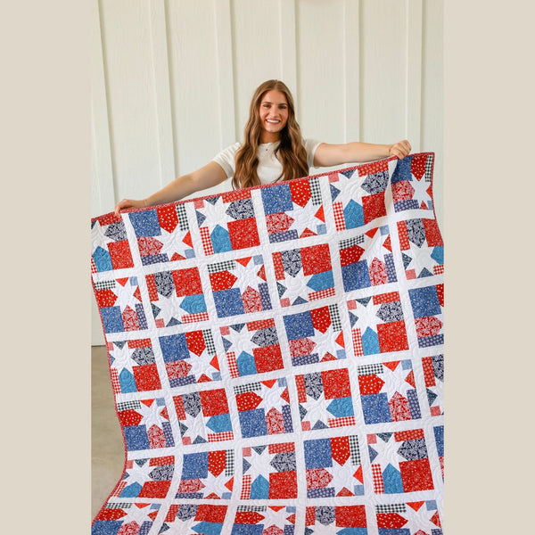 Star Spangled Quilt Kit Stoffmuster, Bindung und Rückseite enthalten alle vorgeschnittenen Überwurf Quilt Kit 61½" x 72" bereit zum Nähen Anfänger