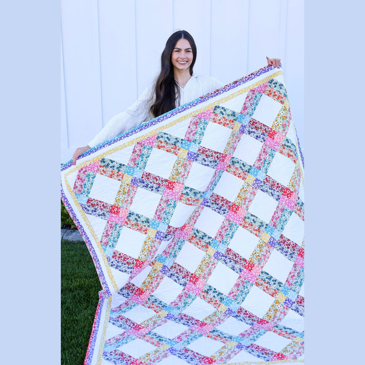 Morning Glory Quilt Kit Fabric Pattern, Binding, And backing Included ALL PRE CUT Throw Quilt Kit 63" x 77" Ready to Sew Beginner