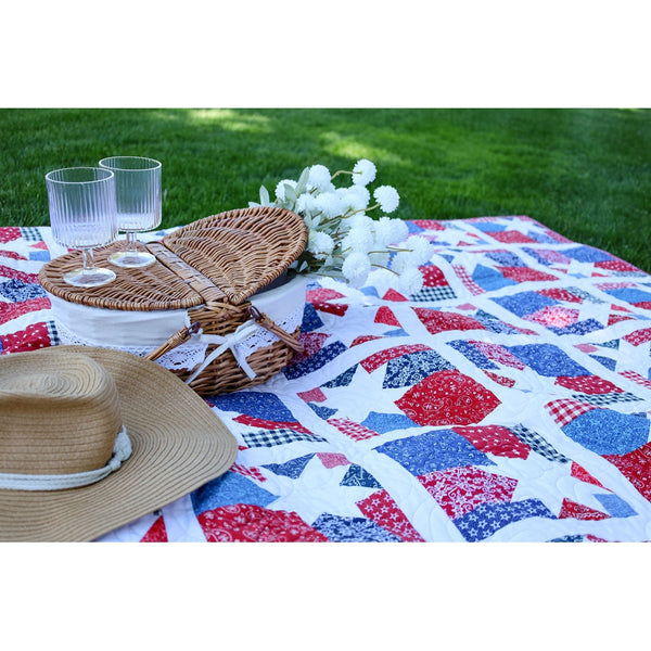 Star Spangled Quilt Kit Stoffmuster, Bindung und Rückseite enthalten alle vorgeschnittenen Überwurf Quilt Kit 61½" x 72" bereit zum Nähen Anfänger