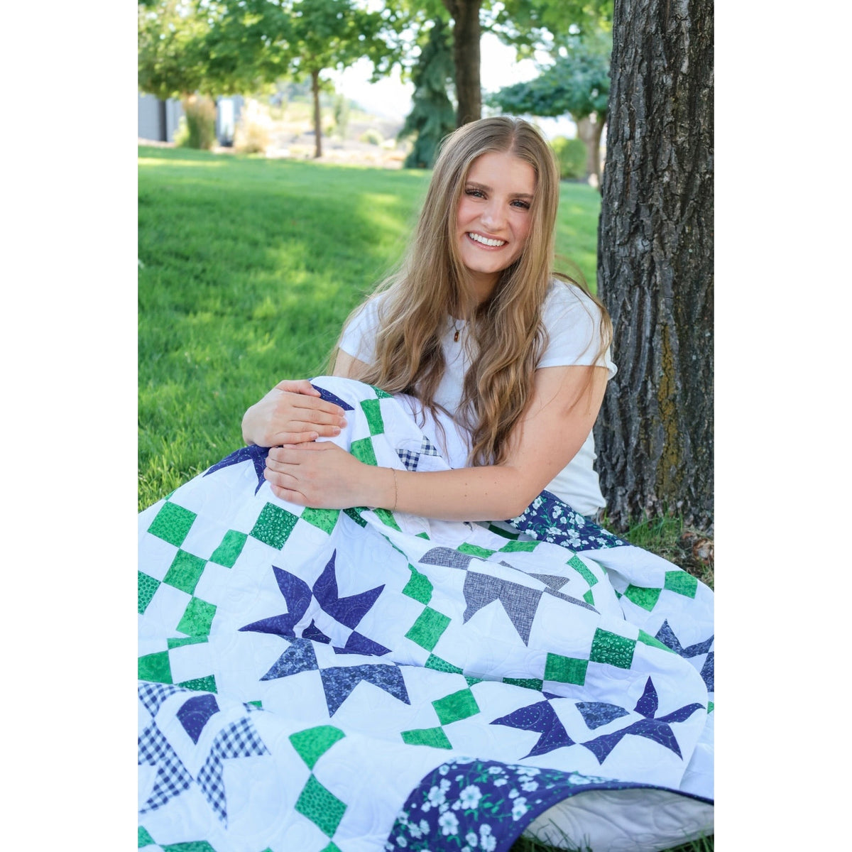 Ready-to-Sew Garden Starry Night Quilt Kit (70" x 70"): Includes Fabric, Guide, Edges, & Backing