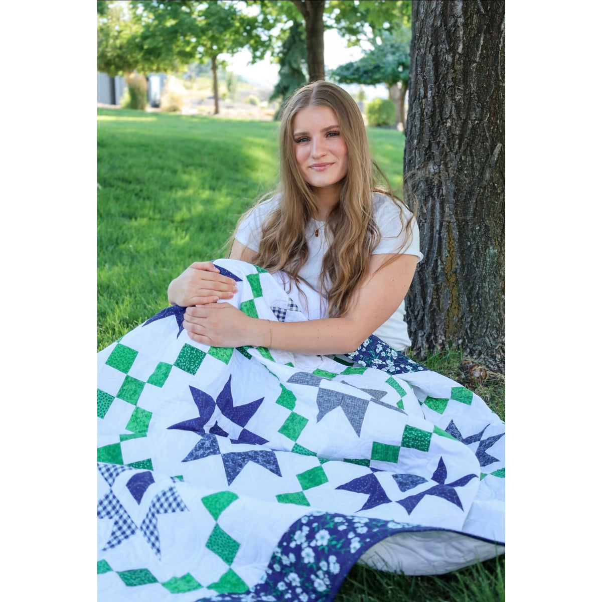 Ready-to-Sew Garden Starry Night Quilt Kit (70" x 70"): Includes Fabric, Guide, Edges, & Backing