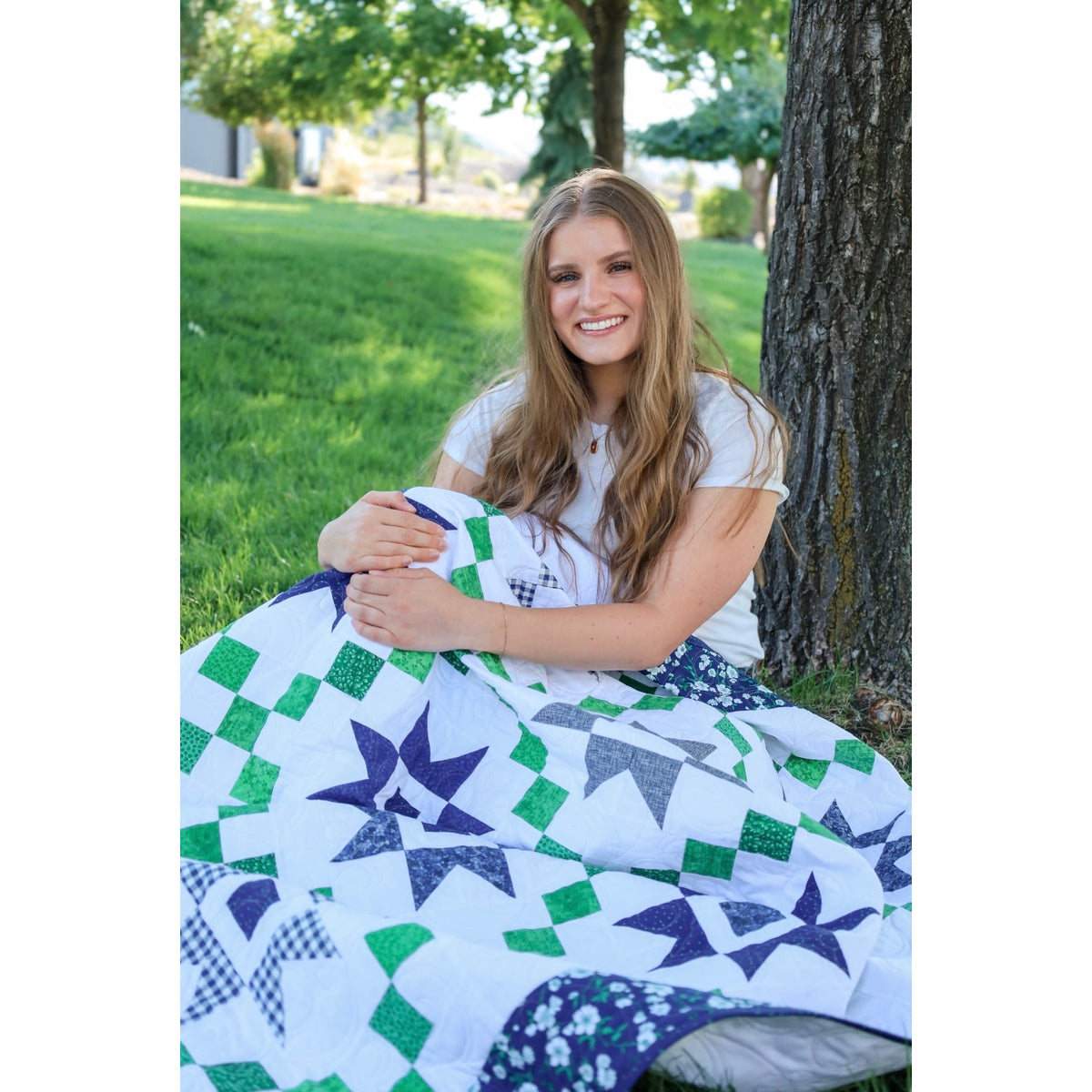 Ready-to-Sew Garden Starry Night Quilt Kit (70" x 70"): Includes Fabric, Guide, Edges, & Backing