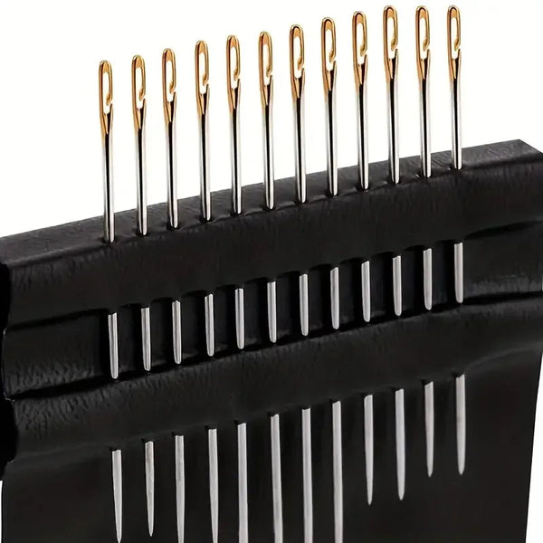 30pcs Self-Threading Needles with Wooden Storage Case – Perfect for Elderly and Easy Sewing