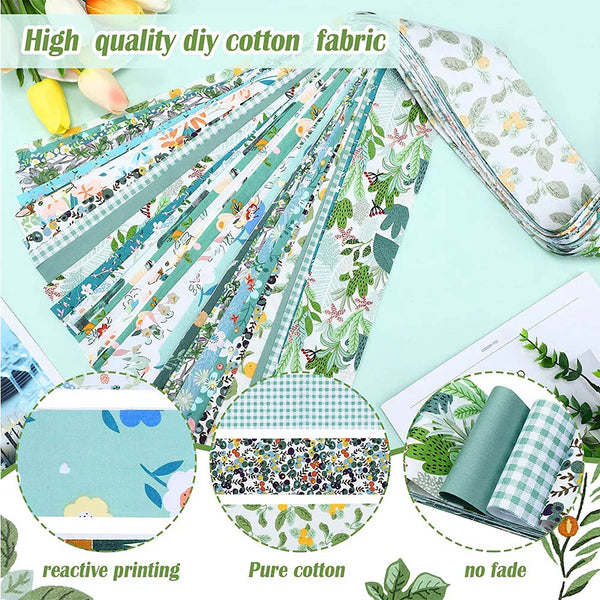 40-Piece Cotton 2.5'' x 9.8'' Strip Fabric Set for Sewing, Scrapbooking, Quilting, and DIY Projects