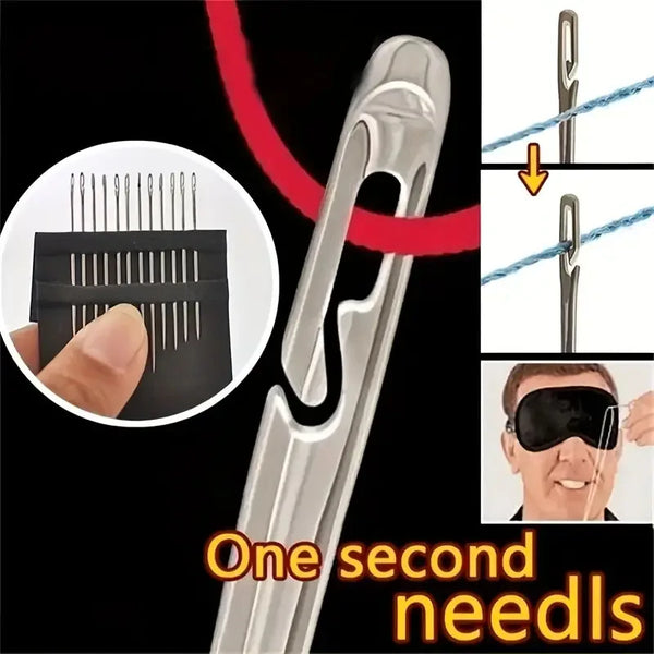 30pcs Self-Threading Needles with Wooden Storage Case – Perfect for Elderly and Easy Sewing