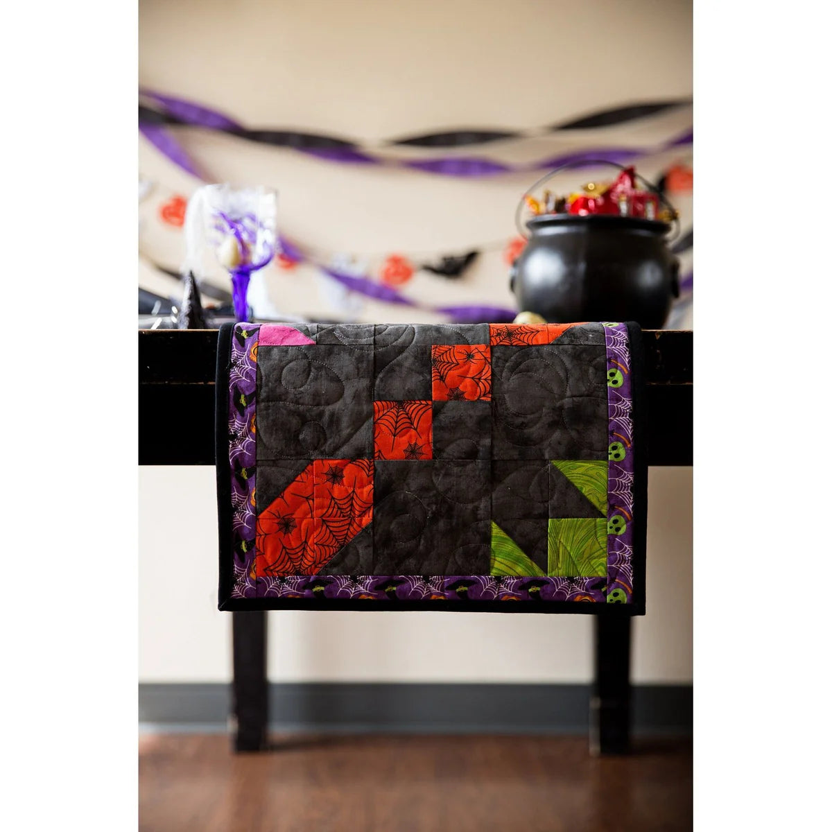 BOO Halloween Haunted Table Runner Set - 16" x 69" with Ghostly Designs, Includes Fabric, Pattern, Binding, and Backing