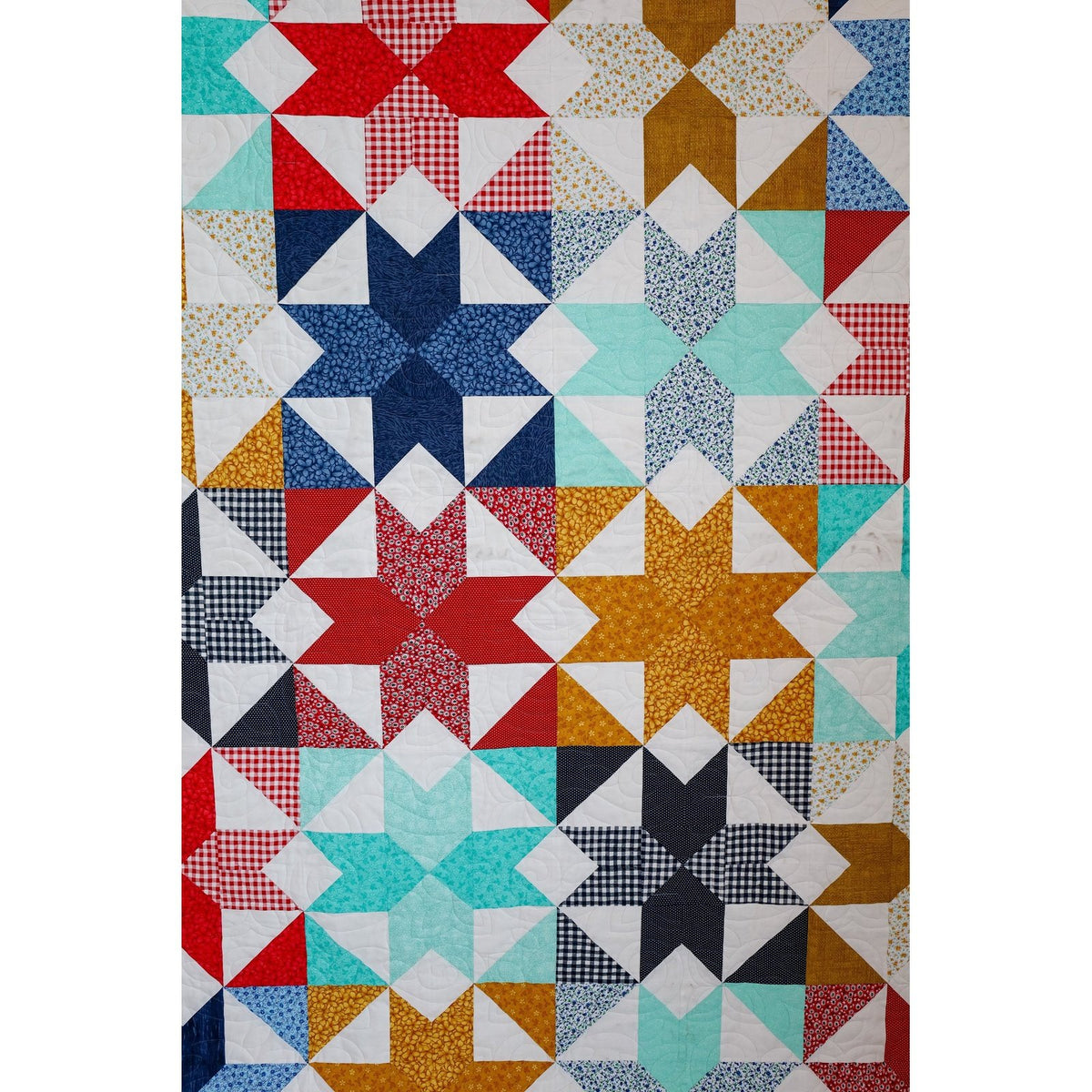 Kaleidoskop-Stern, vorgeschnittenes, nähfertiges Quilt-Set, Anfänger-Quilt, alles vorgeschnitten, inkl. oberem Muster, Bindung und Rückseite, 60 x 75