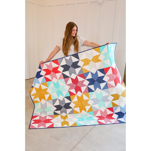 Kaleidoskop-Stern, vorgeschnittenes, nähfertiges Quilt-Set, Anfänger-Quilt, alles vorgeschnitten, inkl. oberem Muster, Bindung und Rückseite, 60 x 75