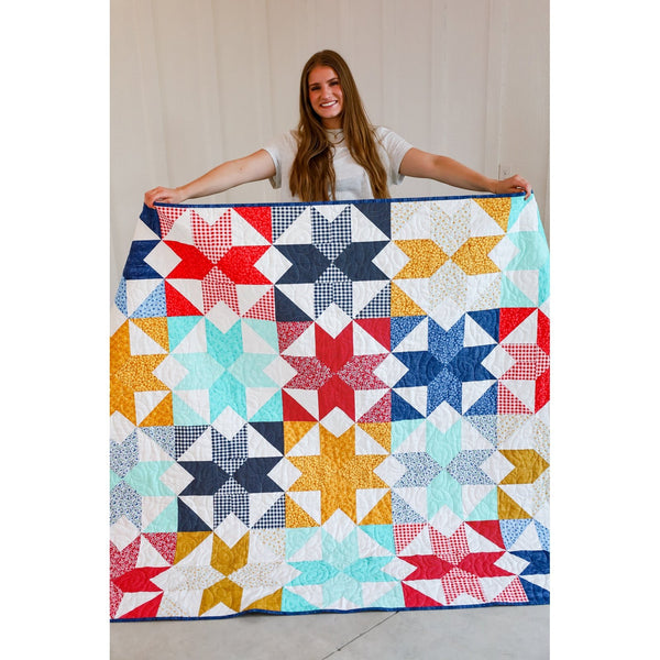 Kaleidoskop-Stern, vorgeschnittenes, nähfertiges Quilt-Set, Anfänger-Quilt, alles vorgeschnitten, inkl. oberem Muster, Bindung und Rückseite, 60 x 75