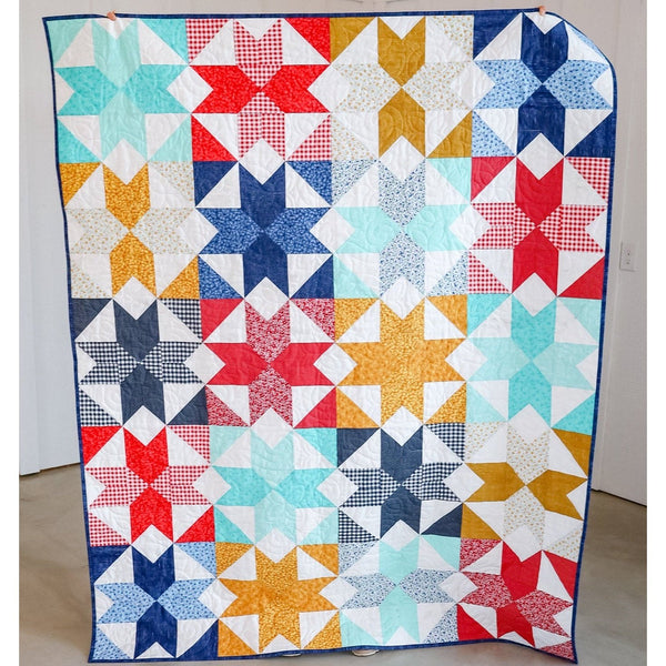 Kaleidoskop-Stern, vorgeschnittenes, nähfertiges Quilt-Set, Anfänger-Quilt, alles vorgeschnitten, inkl. oberem Muster, Bindung und Rückseite, 60 x 75