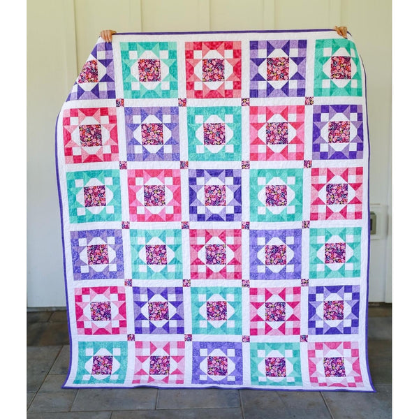 Vorgeschnittenes Quilt-Set „Garden Path“, nähfertig, für Anfänger, komplett vorgeschnitten, inkl. vorgeschnittenem Stoff für die obere Musterbindung auf der Rückseite, 60 x 71