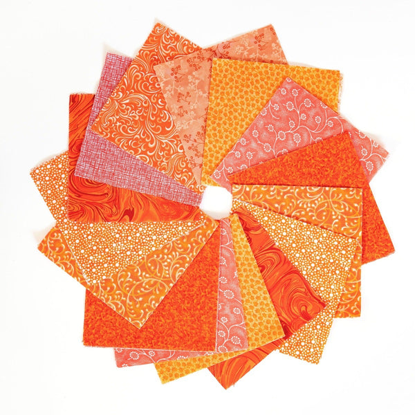 Sunset Spectrum Orange Strip Roll 2.5 inch pre-cut 100% cotton fabric quilting strips - 18 strips