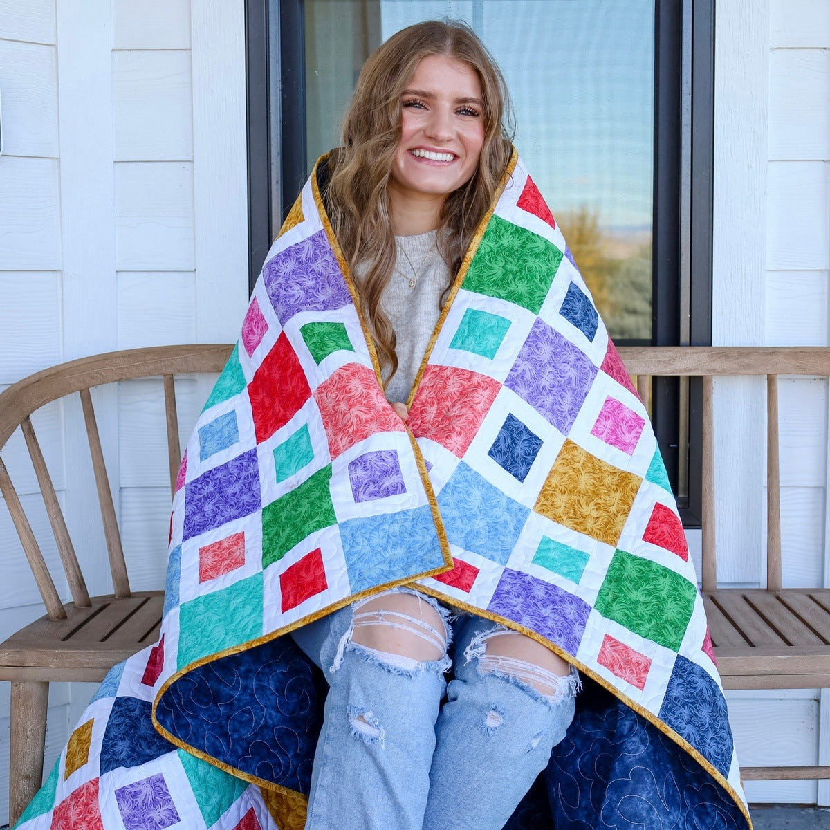 Quilt-Set „Frances Dream“: Vorgeschnitten mit Stoff, Einfassung und Rückseite – ideal für Anfänger (149,9 x 175,7 cm).